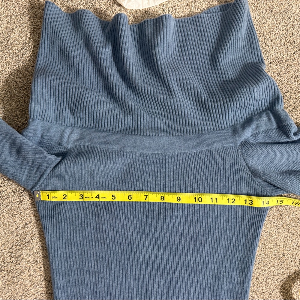 NAADAM Wool Cashmere Blend Off the Shoulder Midi Dress in Slate Blue Size XS - Picture 13 of 16